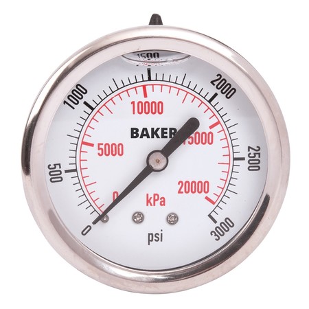 BAKER INSTRUMENTS AHNC-3000P Pressure Gauge, 0-3000 PSI AHNC-3000P